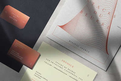 Visual Identity for Stacks du Beurre branding business card cover digital agency documents folder futuristic graphic design invoice loft logo luxury proposal document royalty stationery design visual identity