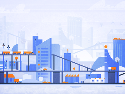 Smart City buildings car city cityscape energy flat future futuristic icon illustration landscape robotics skyscraper smart transport truck ui ux vector wind turbine