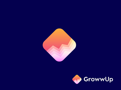 GrowwUp app logo design account app app logo bank brand identity branding business chart finance finance app financial app gradient grow icon logo design logo mark modern money symbol technology