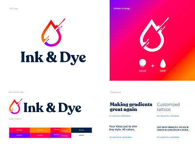 Ink & Dye | Tattoo Logo colorful des moines design drip drop dye gradient gradients illustrator ink iowa logo logo design minimal modern orange purple tattoo tattoos yellow