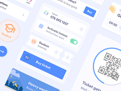 Public Transit App - UI Components app bus components design product design qr ticket transport ui uiux ux uxui