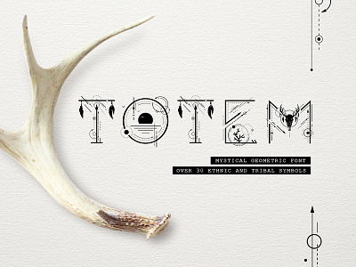 Totem. Mystical Geometric Font black and white boho botanic creative crystal ball dotwork dreamcatcher ethnic floral font geometric design handcrafted hippie hipster line art magic merch amazon monochrome mystic signs