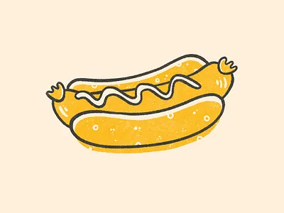 Hot Dog baseball black hot dog illustration illustrations texture yellow