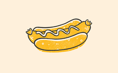 Hot Dog baseball black hot dog illustration illustrations texture yellow