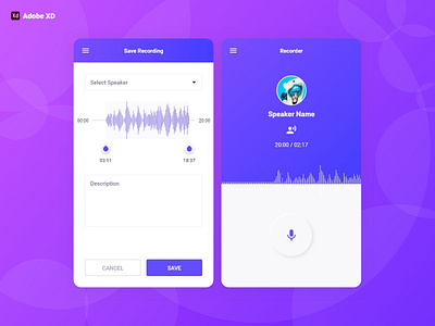 Audio Recorder Design Adobe XD adobe xd android android app android app design audio audio recorder design ios ios app design mobile app mobile app design mobile design mobile ui ui uiux user experience user interface ux web web design