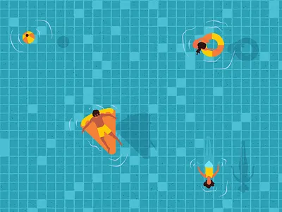 The pool ball beach cold enjoying flat fun funny halftone holidays people pool summer summertime swimmer swimmers swimming tropical water