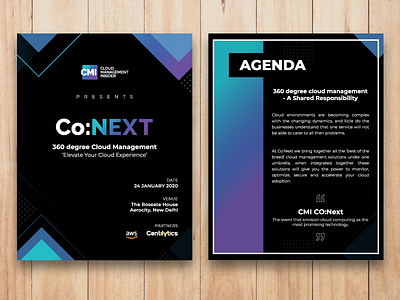 CMI Co:NEXT 2020 | Event Brochure adobe illustrator adobe xd branding brochure brochure design brochure layout brochure template dark theme dark ui design event branding event brochure event design flyer gradient graphic design illustration pattern typogaphy visual design