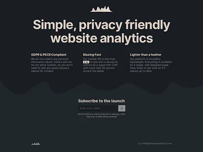 Toasted Analytics Launch Page clean dark dark ui design launch simple subscribe ui web