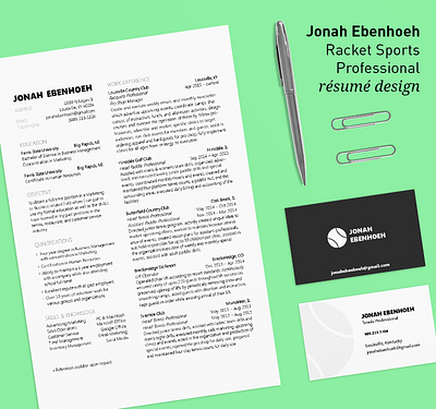 Jonah Ebenhoeh - Résumé Design copywriting graphic design print design resume design