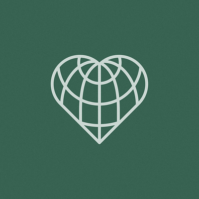 Love Globe earth flat globe green heart linework logo mark minimal