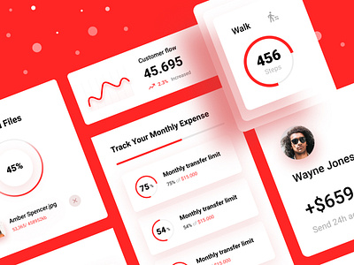 Free Ui Component apps card chart chat countdown dashboard data design figma finance free freebie freechart interface ios pie red ui design upload