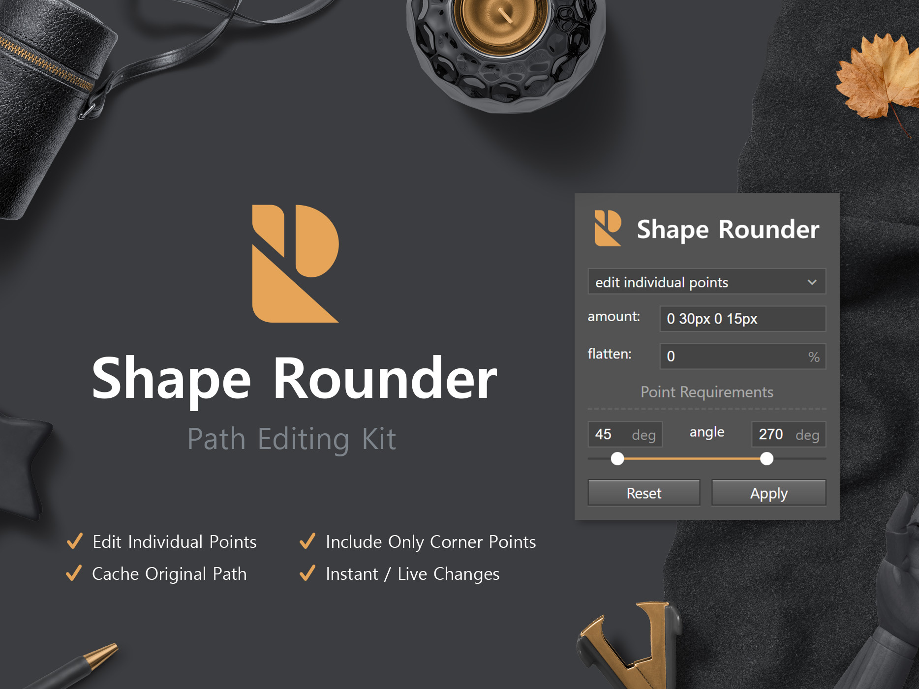 Example of Shape Rounder - Path Editing Kit