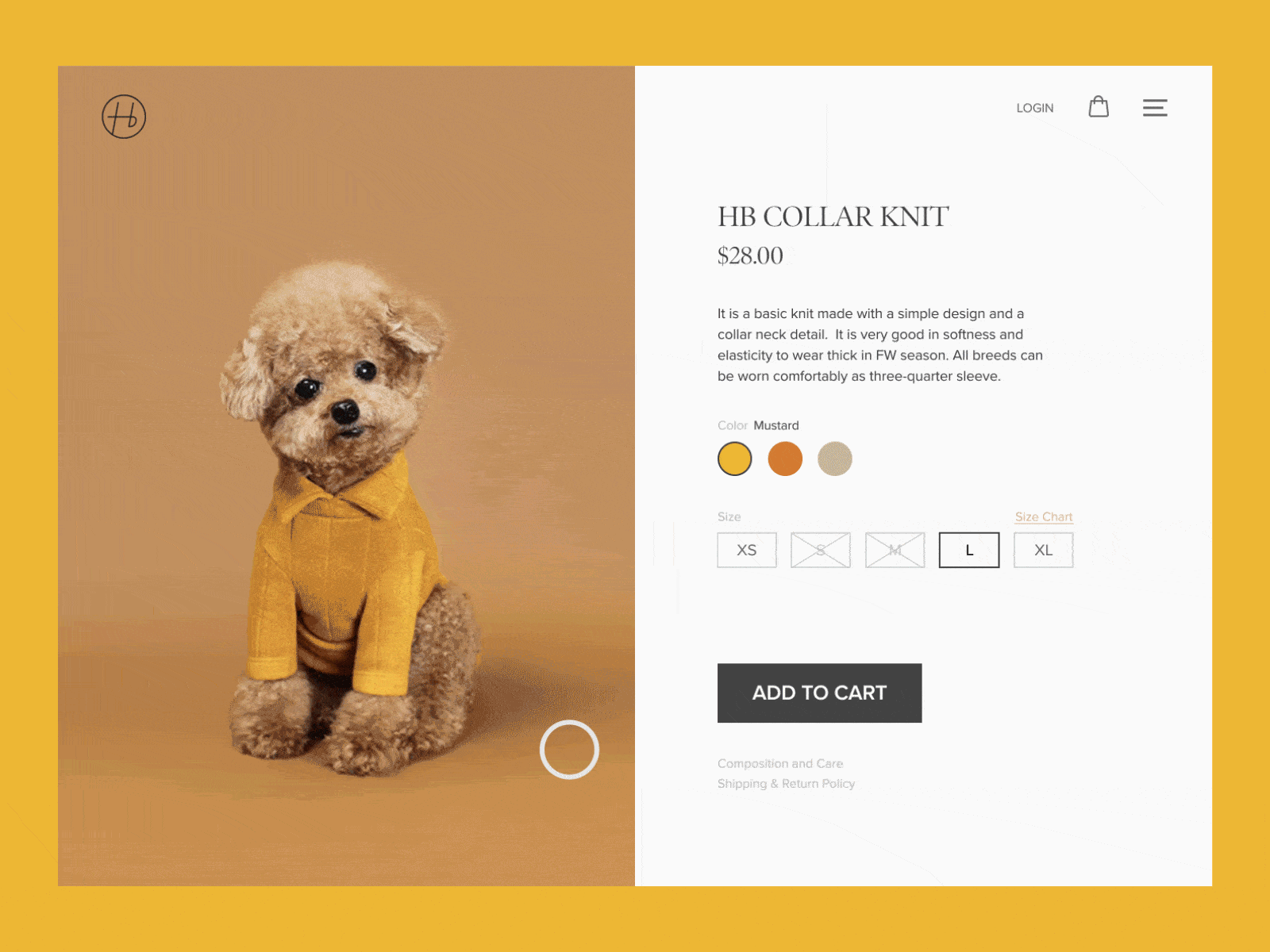 Single Item - 012 dailyui dailyui012 dog ecommerce online store