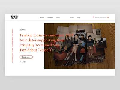 Sub pop website concept after effects animation concept design homepage label layout music record record label sketch ui web web design website