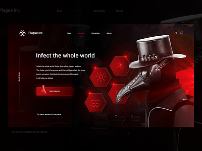 "PLAGUE" - Plague Inc Website/UI Concept app branding design flat logo plague plague inc ui ux vector web webdesign