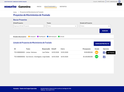 Projects Management administration adobe xd bootstrap 4 filters flat design grid html5 list maintainer panel control states symbology ux