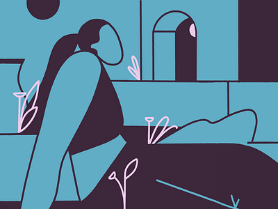 Seashore Vacation body composition evening flowers graphic illustration minimalism night portrait procreate relax tropical vacation woman