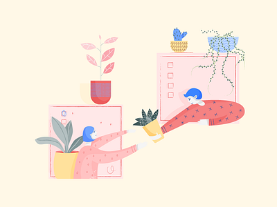 Teamwork Illustration design studio effectively illstrator illustration illustration art pink plants poland teams teamwork wroclaw yellow