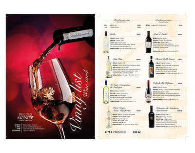 Vinný lístek Piccolo Mondo brand corporate design design graphic graphicdesign offer wine wine list