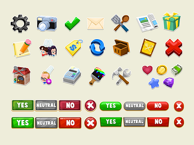 Restaurant Story 2 HUD design gameart gaming iconography illustration mobile app design mobile ui ui ux vector
