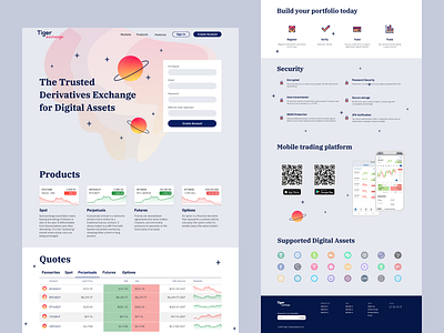 Tiger Exchange | Product Website Light Scheme crypto exchange design icons illustration landing page light scheme trading web web design