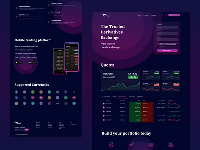 Tiger Exchange | Dark Violet Scheme crypto exchange dark ui dark violet design landing page trading platform ui violet web website design
