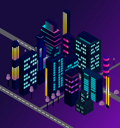 City Lights citylight gradients illustraion illustrator isometric isometric design isometric illustration lights