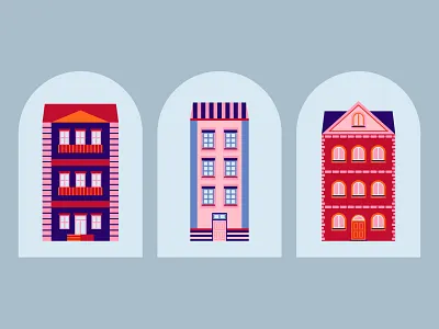 Building illustrations blue building clean colors creative design digital drawing house illustration illustrator orange pink red simple simple clean interface vector violet