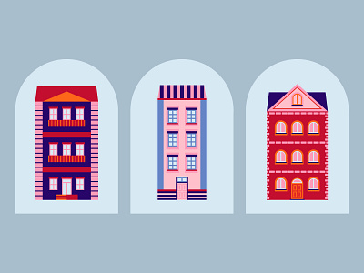 Building illustrations blue building clean colors creative design digital drawing house illustration illustrator orange pink red simple simple clean interface vector violet