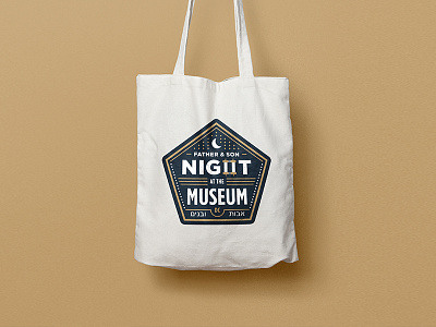 Night at the Museum Logo badge design gold logo moon night at the museum scroll stars washington dc