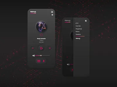 Nightrock - radio app app branding music neumorphism radio rock skeuomorph ui uiux ux uxui