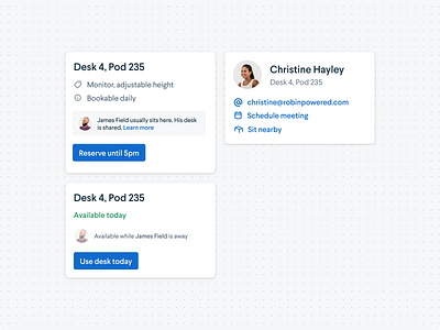 Employee facing popovers desks detail information modal overlay people popover tooltip