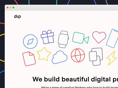 Dip Website Teaser agency brand design icons studio web website