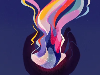 hold on tight • part 2/4 color delicate fire flow grip hand illustration inspiration procreate rainbow series texture