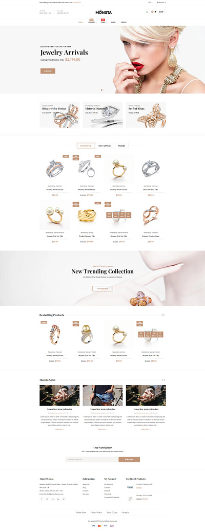 Monsta - Jewelry Shopify Theme bootstrap clean cosmetic cosmetic shop diamond jewellery diamond store ecommerce jewel jeweler jewellery shop mens jewellery modern organic cosmetics responsive womens jewellery