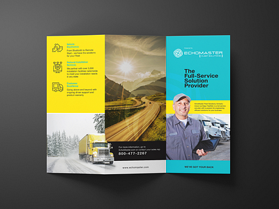 EchoMaster Fleet Solutions Brochure branding broucher colors combination design flyer graphic graphicdesign illustration layout marketing minimal minimalistic modern print printdesign tail trifold typography yellow