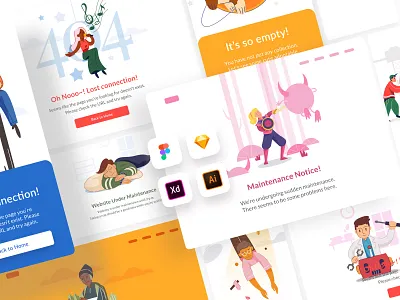 Empty & Error Illustration Kit app character empty empty state error illustration internet kawaii kit mobile people set ui ux vector web