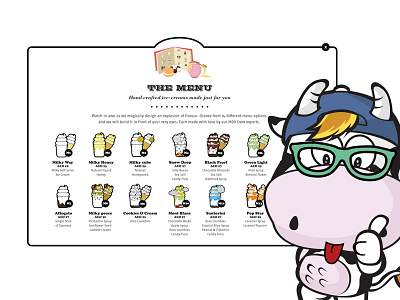 Menu design branding details page homepage icecream icons illustraion inner page landing page mascot menu menu design ui vector website