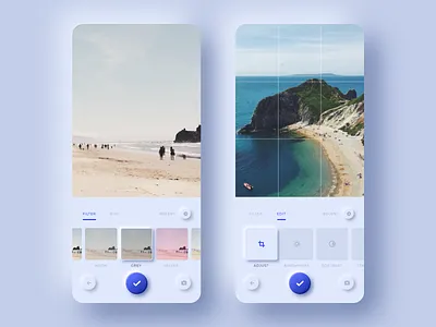 Neumorphic Photo Editing App 2020 trend app app design design graphic design minimal minimalistic mobile app mobile ui neumorphic neumorphism photoediting skeumorphic skeumorphism ui uiux