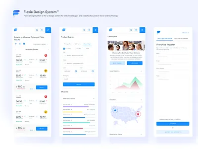 Flexie Design System ® Mobile Interfaces admin app b2b b2c booking design system flight travel ui ux web