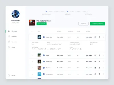 music management system design adobexd design figmadesign minimal product design sketch ui ux