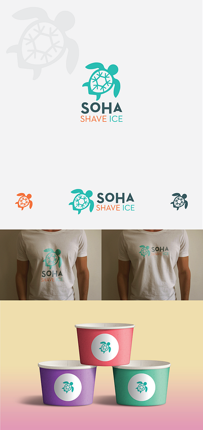 SOHA shave ice brand brand identity branding ice icecream logo logo design logodesign shave ice soha turtle turtles