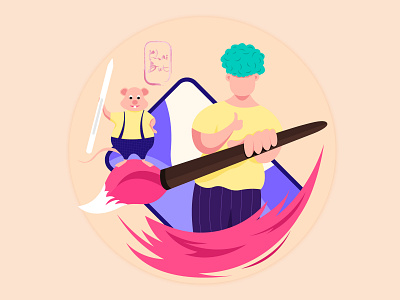 K H A I B U T app character colors flat illustration ipadpro minimal mouse pencil people proccreate ui ux web