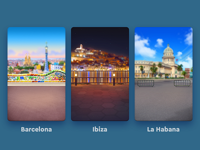 WordsApp Locations 2d app art background barcelona casual city cuba design game gamedev ibiza illustration location match3 mobile night photoshop sunset ui