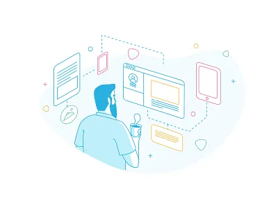 UI UX branding design flat illustration line lineart man mobile service ui ux vector vector illustration vectorart web