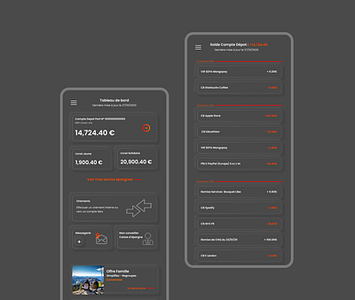 Banque dark - Caisse d'épargne app dark ui design redesign ui