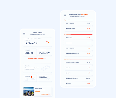 Banque light - Caisse d'épargne app design light ui redesign ui