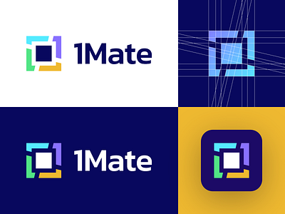 1Mate - Logo Design Concept 1 logo app branding complex ecosystem for sale unused buy icon identity logo logo design logo designer logo grid logotype media tech digital multitasking note productivity symbol task todo app