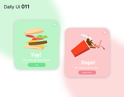 Daily Ui 011 - Flash Message burger daily ui dailyui design feedback flash message food illustration ui uidesign ux