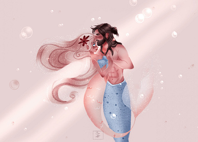 Fantasy Creatures | Mermaid Merman Love art cartoon character character design fantasy girl illustration illustrator mermaid merman